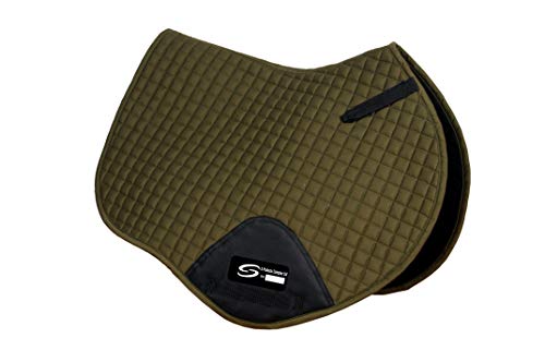 Tapis de selle d'équitation CSO S-Products en tissu vert olive pour le saut d'obstacles