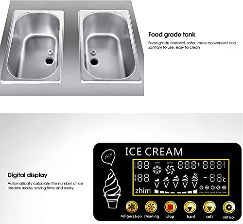 Kommerzielle Softeismaschine, 1200 W Lebensmittelqualität Edelstahl Automatische Desktop-Eismaschine Mit LCD-Steuerung… – Bild 6