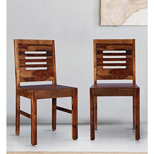 Image of Wooden Dining Chairs Only | Wooden Dinning Chairs | Dining Room Furniture with Cushions | Dining Chair Set of 2 | Study Chair with Cushion for Dining in Teak