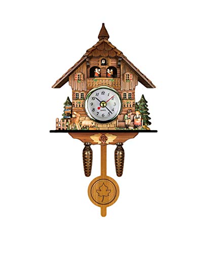 Verve Jelly Cuckoo Clock - Traditional Black Forest Chalet Handcrafted Quartz Wall Decor - Vintage Pendulum for Bedroom, Living Room, School, Office