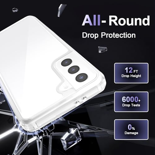Image of Case for Samsung Galaxy S21, Military Grade Drop Protection Phone Case, Yellowing Resistant, Anti-Scratch Hard PC Back, Shockproof Hard Ultra-Thin Protective Cover, Clear