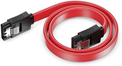 deleyCON 3x 50cm (19.69 Inch) SATA III Cable in a Set S-ATA 3 Data Cable HDD SSD Connection Cable Metal Clip 6GBit/s 2x Straight L-Type Connectors - Red