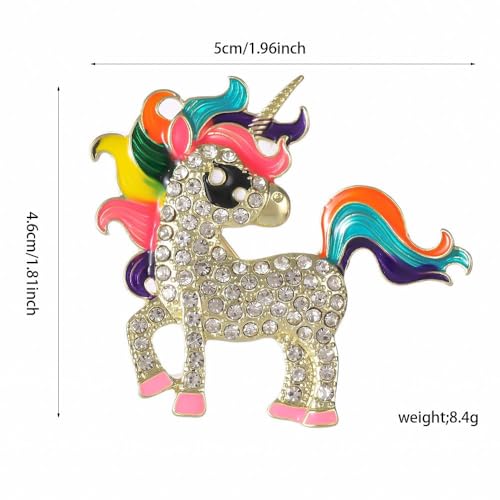 Image of Rhinestone Horse Brooches for Women Cute Cartoon Animal Unicorn Pin Jacket Coat Backpack Accessories Fashion Jewelry Gifts