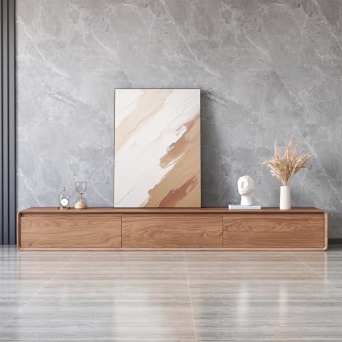 Etelifrank Floor Base TV Stand, Mid-Century Modern Media Console with 3 Storage Drawers, Fits 65–100 Inch TVs, Low Profile Entertainment Center(Walnut, 78.74", Floor Standing (Full Base))