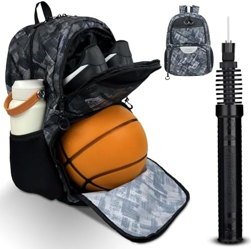 Soccer & Basketball Sports Bag with Ball Pump - Basketball Backpa...