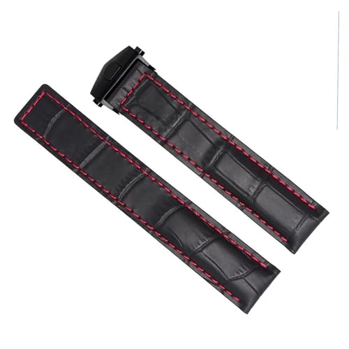 Bracelet de montre en cuir authentique avec fermoir pliant élégant de 20 mm