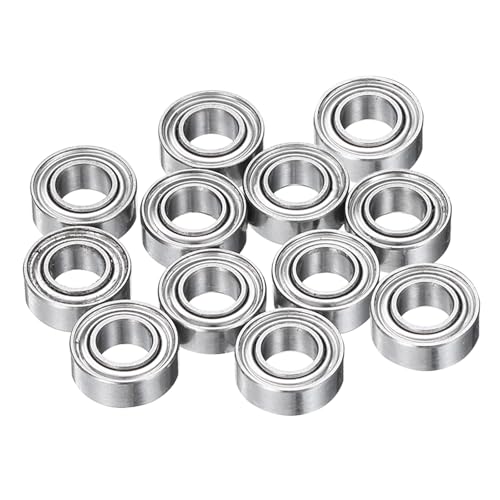 sourcing map 12Pcs MR84ZZ Small Bearing, 4mm ID 8mm OD 3mm Width Double Shielded Deep Groove Ball Bearings for Electric Motor Skateboards 3D Printer, P5 (ABEC 5)
