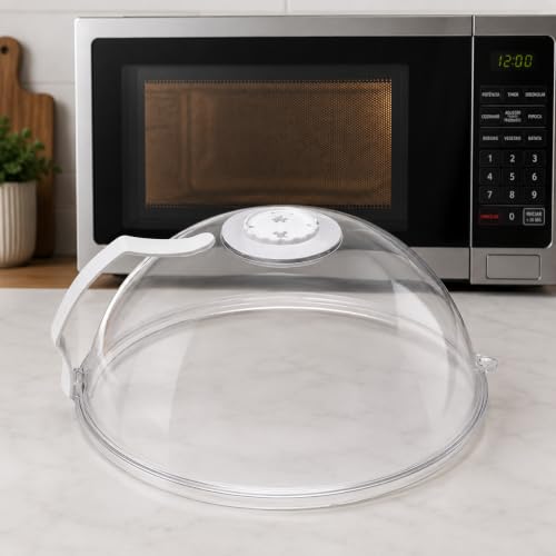 Tampa Anti-Respingo para Micro-ondas 26 cm em PP, Protetor para Pratos e Alimentos, Cobertura Reutilizável para Aquecer Comida e Manter o Micro-ondas Mais Limpo
