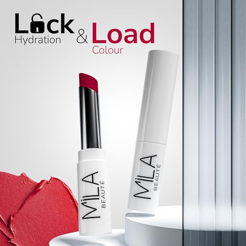 Image of Mila Beaute 24 Hrs Locked In Lips Transfer Proof Lipstick | Enriched With Mango Seed Butter & Hyaluronic Acid | Transfer Proof Formula with Velvety Texture | Smudge Proof & Highly Pigmented | Shade - (Fresh Rose, 3.2g)