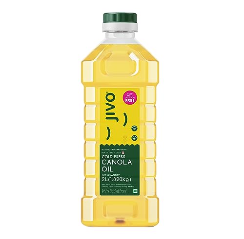 Image of JIVO Cold Pressed Canola Oil 2 ltr | Imported from Canada | Contains MUFA | Fortified with Vitamins A & D | Cholesterol-Free Oil | Versatile Edible Oil | Ideal for Roasting, Frying, Baking & a Variety of Cuisines
