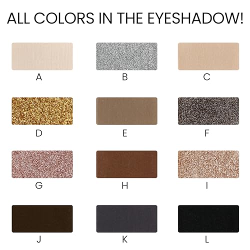 Image of Erinde Nude Brown Eyeshadow Palette, 12 Colors Matte Shimmer Beige Silver Gold Taupe Champagne Gray Black Eye Shadow Palette, Highly Pigmented Long Lasting Waterproof Eyeshadow Pallete, 02