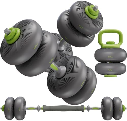 LIFERUN Adjustable Dumbbell Set, Soft PVC Coated, 45lbs/67lbs Fre...