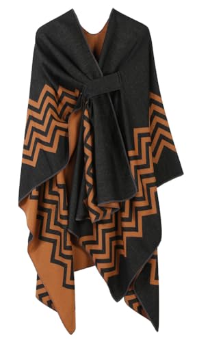 Women's Retro Pashmina Shawl Wraps Fashion Open Front Poncho Cape Large Cardigan Sweater Coat