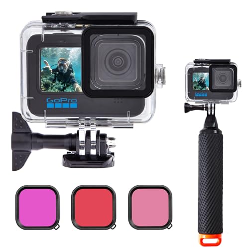 Waterproof House Case with Dive Filters and Floating Hand Grip for Gopro Hero 13/12/11/10/9, Under Water Protective Case Support 60M / 197 FT Deep Diving by Semaiki - Used condition - US$12.32