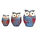 Flanacom Dekofiguren Set aus Keramik - Tierfiguren für Innen und Außen - Deko-Artikel für Wohnung & Garten - Tier Gartendeko Wohnzimmerdeko (Eulen 3er Set)