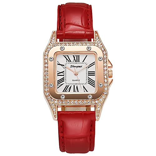 Singular-Point Montre Femme Pas Cher, Montres Femmes Bracelet en PU Cuir Montres à Quartz de Brillant Strass Artificiels Montre-Bracelet Créative Cadeau pour Femmes Filles Ado Dames,AF135J Cover
