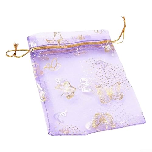 Yhenlovtt Lot de 100 sachets en maille estampillée pour bijoux et bonbons, 10 x 12 cm, sachet en organza pour mariage, fournitures de fête et emballage de petits articles