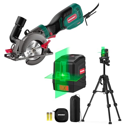 HYCHIKA 6.2A Mini Circular Saw with 3 Blades, Laser Level