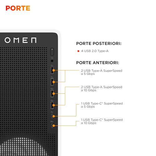 OMEN 16L TG03-0005sl, Desktop Gaming, Intel Core Ultra 7 265F, Intel Evo Edition, 32GB RAM, 1TB SSD, NVIDIA RTX 5060 8GB, Alluminio, 3 Mesi di PC Game Pass Inclusi, Windows 11, Bianco - PC Desktop - Immagine 4