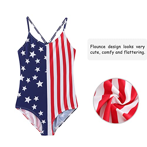 Image of Girls One Piece Swimsuits Hawaiian Floral Bathing Suit for Kids Adjustable Straps Swimwear 3-16 Years