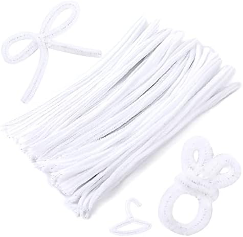 160 Pieces White Pipe Cleaners, Christmas Craft Pipe Cleaners, Pipe Cleaners Chenille Stem, Pipe Cleaners Bulk, Art Pipe Cleaners for Creative Home Decoration Supplies Arts and Crafts Project