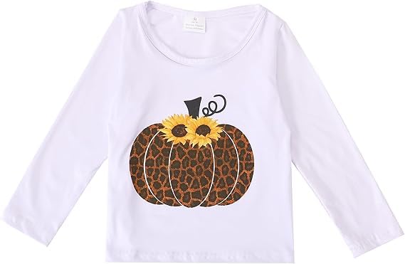 Image of Thanksgiving Toddler Girls T-Shirts Turkey Long Sleeve Shirts Kids T Shirts Cotton Girls Summer Tops 3-8Y