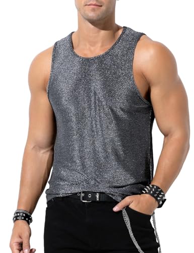 Débardeur à paillettes homme doré confortable contre frottements