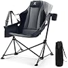 EVER ADVANCED Silla Colgante de Camping Acolchada Sobredimensionada, Silla Plegable Compacta y Resistente con Varios Bolsillos de Almacenamiento, Silla Mecedora Portátil para Camping, Soporta Hasta 400 Libras, Negra miniatura 2