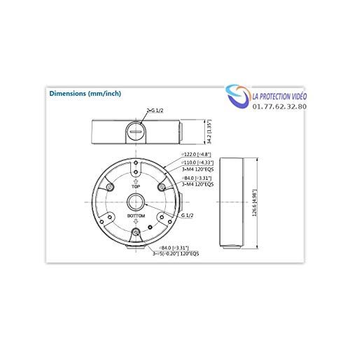 Dahua Scatola di Montaggio Dahua, Tonda, 122 Mm
