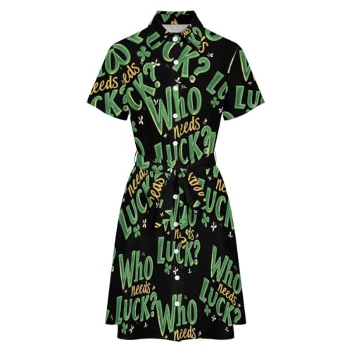 Robe courte manche Saint-Patrick coupe fluide boutonnée de qualité - 5