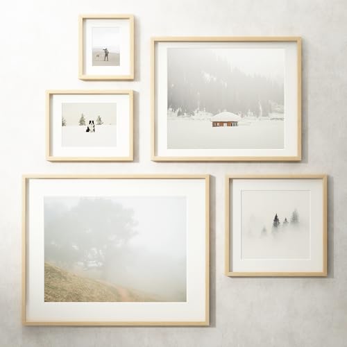 Image of 8x10 Picture Frame Set of 3, USA-Sourced Natural Maple Wood Photo Collage Frame with HD Tempered Glass, Modern Simple 8 x 10 Wooden Frame Matted to 5x7, Gallery Frames for Art Wall or Tabletop Display