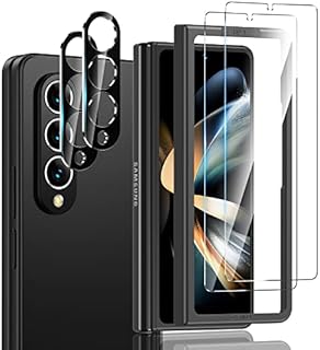 Kamita [2+2Pack] Screen Protector Compatible with Samsung Galaxy Z Fold 4 5G, 2 Front Protective Film + 2 Tempered Glass Camera Lens Protector for Galaxy Z Fold4 with Installation Tool Bubble Free