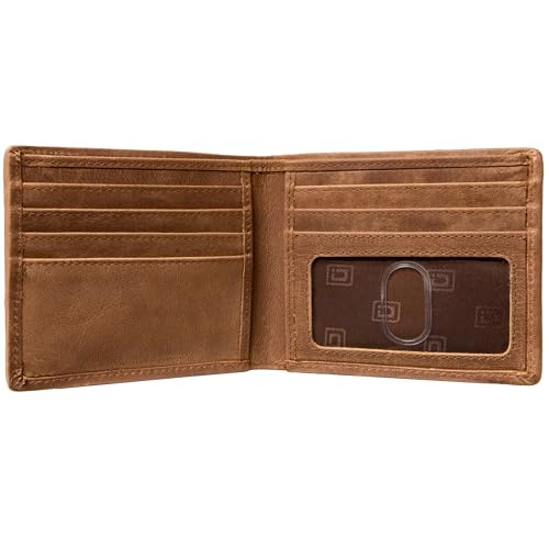 ID Stronghold Slim Bifold Wallet for Men - RFID Blocking Wallet - 7 Slots Nylon and Leather Light Brown2