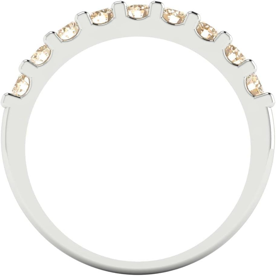Clara Pucci 14K White Gold Wedding Band for Women | Stacking Classic Comfort Fit | Engagement Bridal Jewelry | 0.63 TCW Round Cut Natural Morganite (2.6mm)