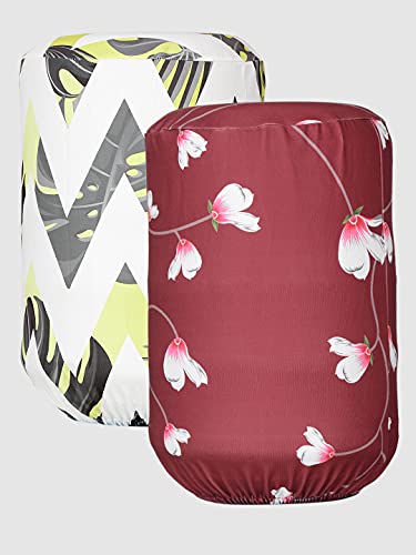 Image of Cortina Printed Water Dispenser Bottle Can Cover | Elastic Closure | Machine Washable | Polyester Material | Environmental Friendly | Digital Print | 45cm x 42cm x 43cm | 20 Lts | 2Pc | Yellow & Red