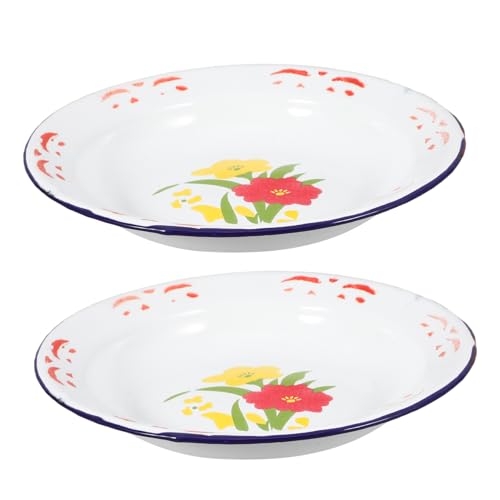 Cabilock Juego De 2 Platos Esmaltados Vintage De 7.08In Para Frutas Aperitivos Y Sopas Vajilla Versátil Para Uso Diario Y Reuniones Al Aire Libre