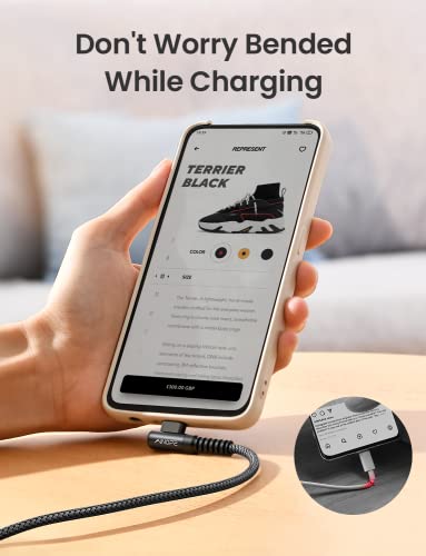 Image of AINOPE USB C Cord 3.1A Fast Charge, [2-Pack, 6.6ft] Type C Charging Cable Right Angle, Resistant Nylon Braided USB-A to USB-C Charge Compatible Galaxy S10 S9 S8 Plus S21, V30,V20,G6, Type C Charger