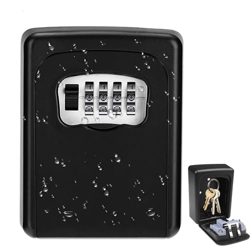 Bogoro Schlüsseltresor Mit Zahlencode,Schlüsselbox mit 4-Stellige Zahlen Schlüsseltresor Wandmontage Wetterfest, Schlüssel Safe Outdoor,Schlüsselsafe Aussen Für Ersatz Haus Schlüssel,Garagen,Schule