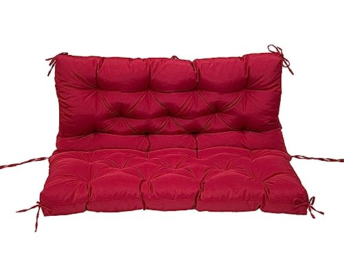 Genérico Cojines de Asiento para Columpio de jardín con Respaldo cojín de Repuesto Impermeable para Banco de 2 o 3 Personas para Patio Porche jardín Columpio Color Vino Tinto 59 x 39.4 Pulgadas