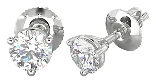 Natural Real 14K White Gold Round-Cut Diamond Stud Earrings Bridesmaid Gifts Mens Earrings Gift Mens Jewelry Diamond Earrings For Women (2/7 Cttw, J-K Color, I1-I2 Clarity) #TOP2