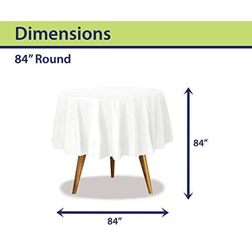 Image of Party Dimensions White Disposable Plastic Tablecloth for Round Tables (36 Pack) Table Cloths for Parties, Events & Weddings, Indoors & Outdoors, 84 inches, Plastic Table Cover
