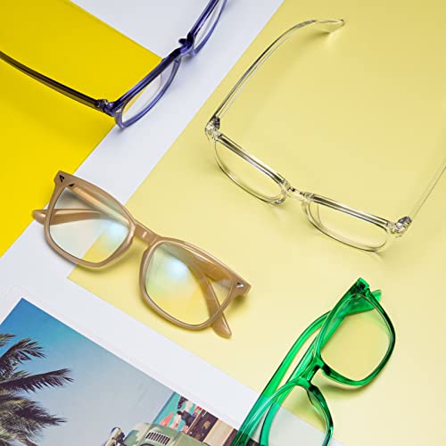 Image of VISOONE Spring Hinge Rectangular Blue Light Blocking Glasses with Anti Computer Glare for Gaming Women and Men Antero