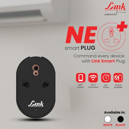 Image of Link NEO+ Wi-fi Smart plug 16A (Black) | App Control, Energy Monitoring, Timer & Scheduling | Large Appliances like Geysers, Microwave Ovens, Air Conditioners | Plug & Play Smart Automation