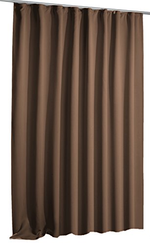 Verdunkelungsvorhang Blackout Vorhang extra breit Kräuselband Blickdicht ca. 270x245 cm Gardine #1347 (braun)