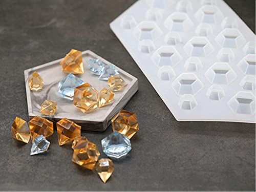Dd-Life 2Pcs 3D Diamond Gem Silicone Mold, Clear Silicone Mold For Making Clay Resin Epoxy Crafting Projects #TOP6