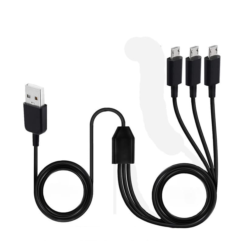 Xingdianfu Cable de carga 4 en 1 Micro USB con cable adaptador USB 2.0 tipo A a 4 conectores (3,3 pies, negro) (cable 3 en 1)