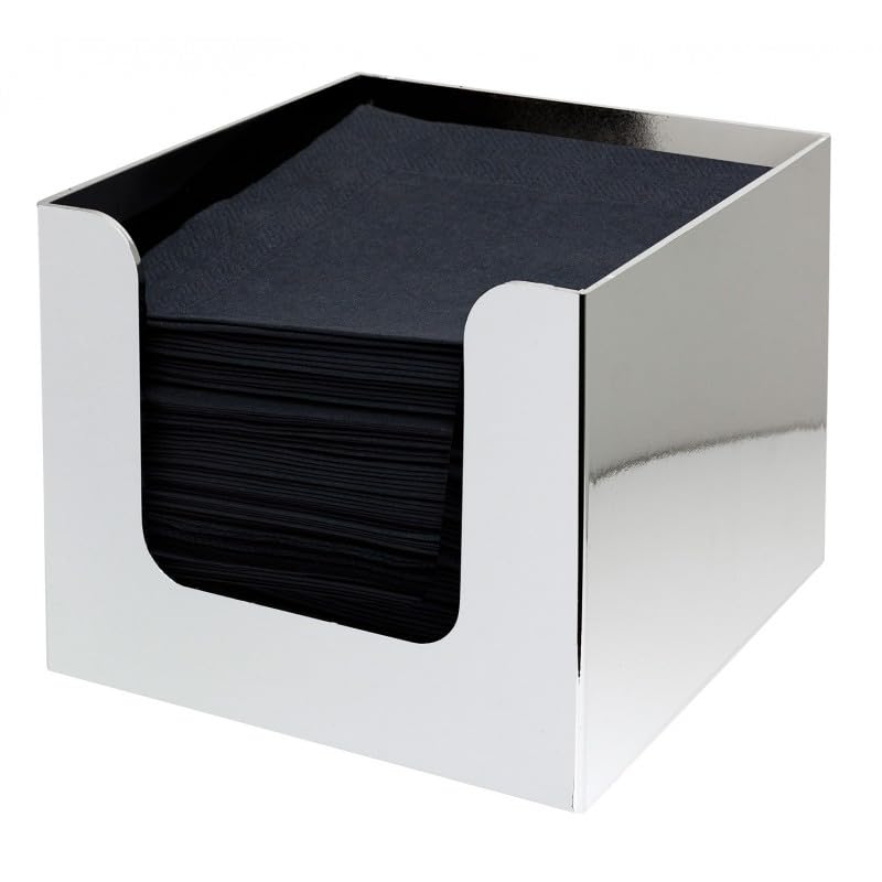 Napkin Holder Tissue Box Dispenser Cube Square Bar Hotel Bedroom Reception Organiser (1, Chrome)