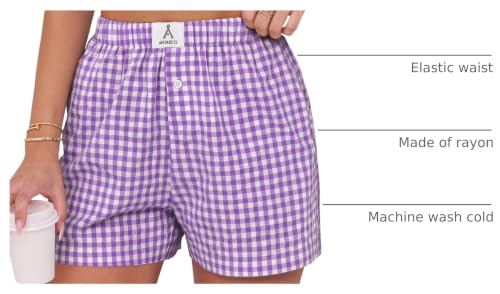 Image of ANRABESS Boxer Shorts for Women Gingham Pajama 2026 Summer Casual Lounge Sleep Plaid Shorts Y2K Beach Bottoms