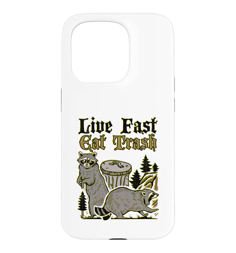 "Live Fast Eat Trash" Lowbrow Funny Trashpanda ���N�[�� �X�}�z�P�[�X iPhone 15 Pro �p