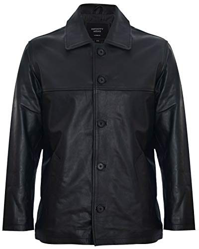 Veste Motard Noire100% Cuir pour Homme Ancien Retro Casual Zippée Courses XL Cover